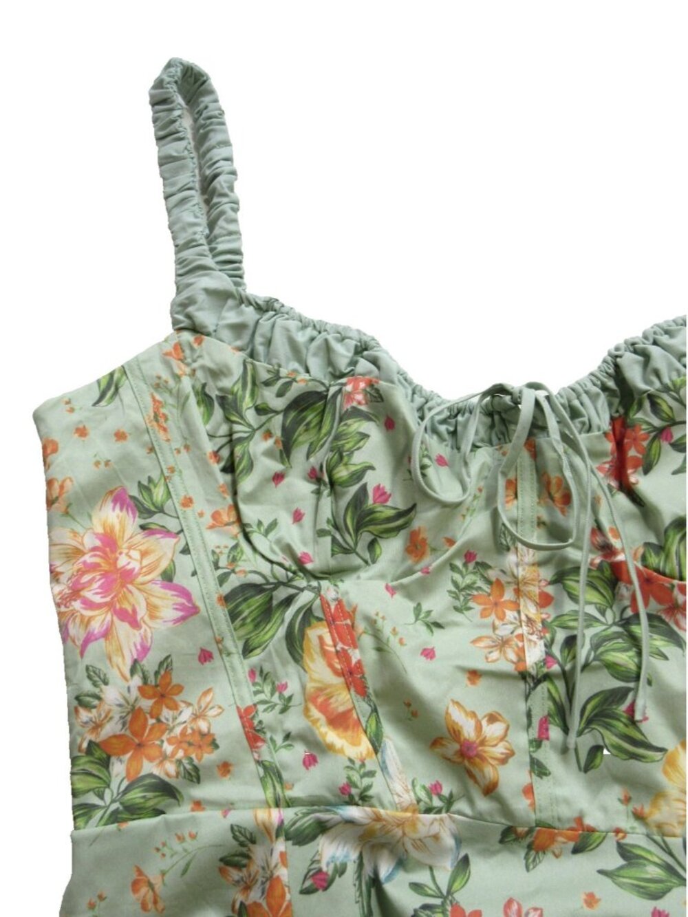 NWT House Of CB Sabrina Midi in Light Jade Green Floral Tank Dress L+ Plus Cup - Picture 6 of 9
